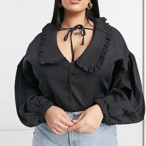 NWT Black Volume Sleeve Bodysuit